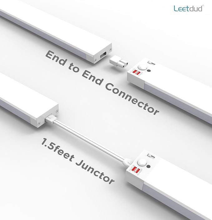 Leetdud Under Cabinet Lighting Plug in 12 Inch, 120V Motion Sensor Lights Indoor, 3CCT 3000/4000/5000K, Aluminum Linkable Super Bright LED Counter Light with Timer for Kitchen, Shelf, Closet, 4 Pack