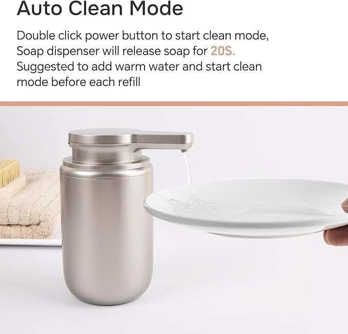 LAOPAO Automatic Soap Dispenser, Liquid Hand Soap Dispenser for Bathroom Kitchen Rechargeable Touchless Hand Soap Pump, 10oz