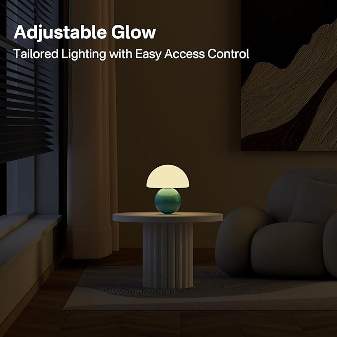 Dawnwake Mushroom Lamp Table Lamp for Bedroom,Desk Bedside Small Lamps for Living Room Night Stands,Mushroom Decor Cute Mini Modern Mid Century Lamps,Unique Aesthetic Home Living Room Decor(Blue)