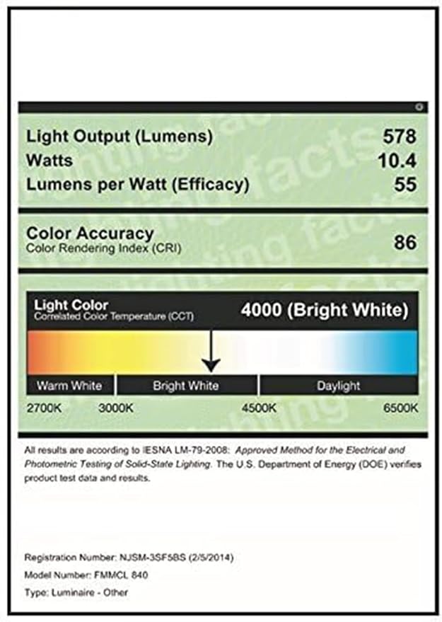 Lithonia Lighting FMMCL 840 S1 M4 4000K LED Flush Mount Closet Light with Pull Chain, White, 7"