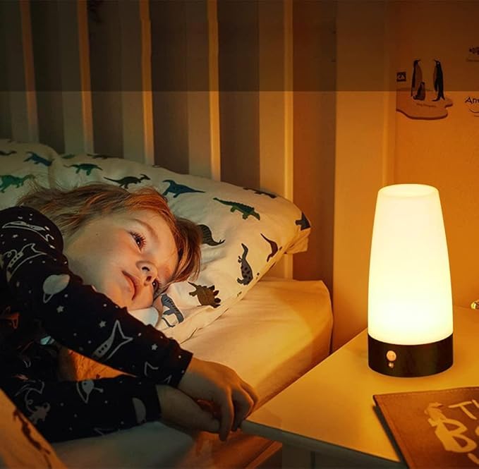 ZEEFO Retro LED Night Light PIR Motion Sensor Light,Activated Step Lighting Lamps,Indoor/Outdoor Battery Operated Lamp Sensitive Portable Moving Table Lamp for Kids Room,Hallway(Round Shape)