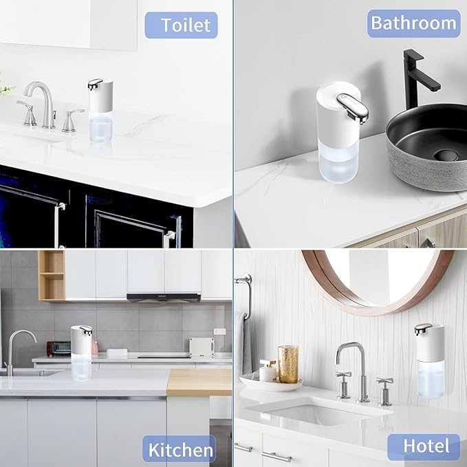 2Pack Automatic Foaming Soap Dispenser, Touchless Soap Dispenser Wall Mount 4 Level Adjustable Sensor Electric Soap Hand Dispenser,USB C Rechargeable Dish Dispenser for Bathroom