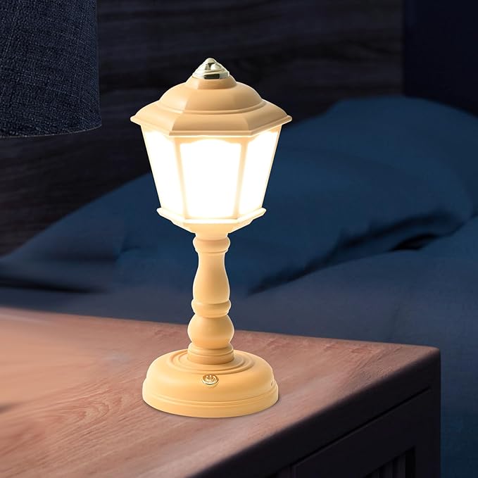 Mini Vintage LED Desk Lamp - Dimmable Table Reading Light with USB Charging Port, Sensitive Control, Eye-Caring Office Lighting - Beautiful Decorative (Yellow)