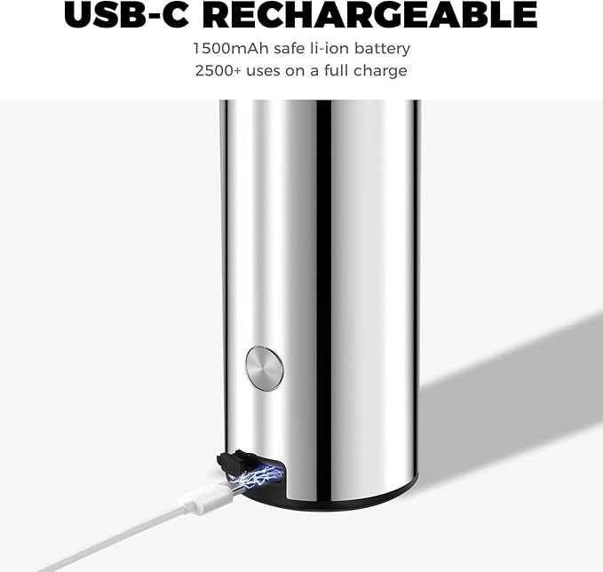 Touchless Automatic Soap Dispenser Wall Mount Stainless Steel with Sensor Infrared 9 oz Electric IPX5 Waterproof USB-C Charging Motion Sensor for Kitchen & Bathroom (Chrome Silvery)