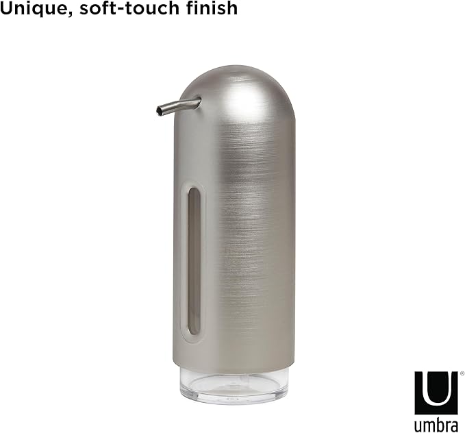 Umbra Penguin 12 oz (355ml) Soap Pump, Kitchen Soap Dispenser, Also Works with Hand Sanitizer, Nickel
