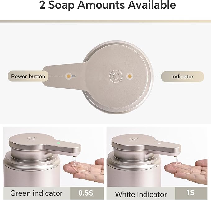 LAOPAO Automatic Liquid Soap Dispenser, Touchless Hand Soap Dispenser for Bathroom Kitchen ABS Rechargeable Soap Pump 10oz, Xmas Gift, Light Silver Plastic