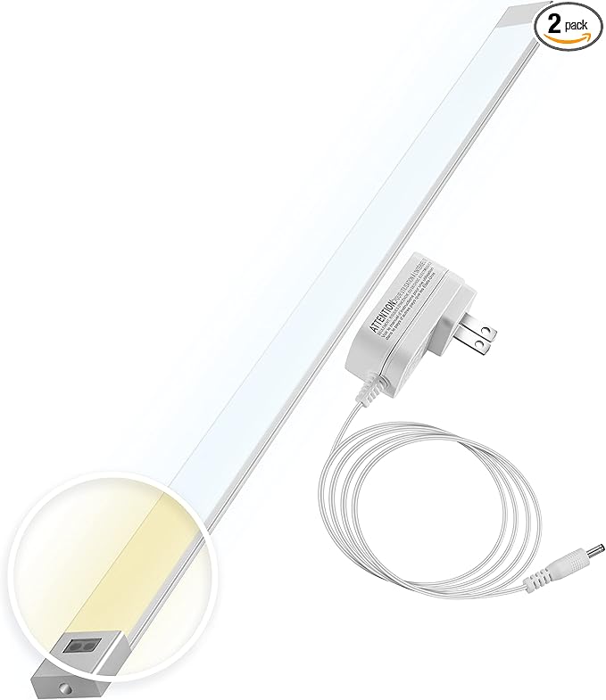 phonar 2-Pack 24 Inches Under Cabinet Lighting LED Lamps for Kitchen, Closet, Variable Color LED Under Counter Lighting Motion Sensor with Plug-in Installation LED Lighting for Wardrobe