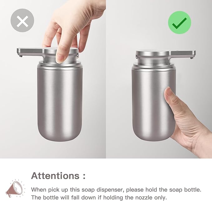 Automatic Soap Dispenser, Stainless Steel Hand Soap Dispenser for Bathroom Kitchen Rechargeable Touchless Hand Soap Pump 12 oz.
