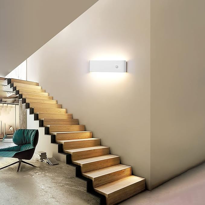 LED Hardwired Motion Sensor Light Indoor Wall Sconce, 12W Motion Sensor Wall Light Indoor Sconce Wall Aluminum Modern Wall Sconce for Living Room Hallway Stair