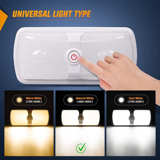 Nilight 5pcs 12V RV Interior Lights LED Ceiling Double Dome Light with ON Off Switch Lighting Natural White 4000-4500K for Car Trailer Camper Boat