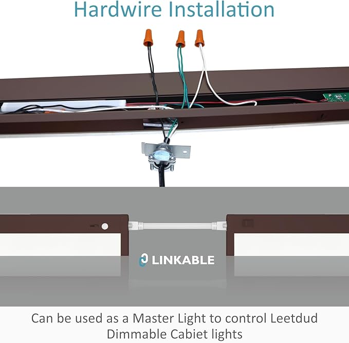 Leetdud LED Under Cabinet Lighting Motion Sensored Hardwired with Built-in Dimmer, 32 Inch 16W Dimmable 5 Color 2700/3000/3500/4000/5000K, Linkable Eyes Care for Kitchen, Counter, ETL Listed, Bronze