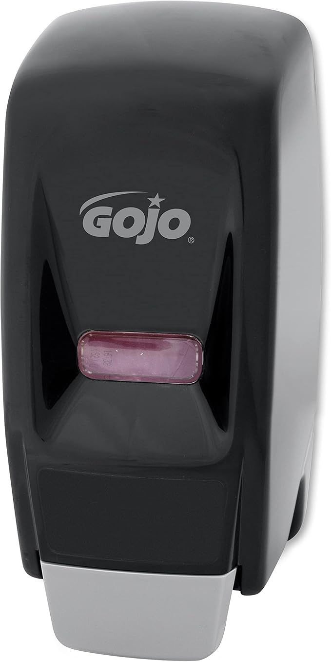 GOJO 800 Series Bag-in-Box Push-Style Lotion Soap Dispenser, Black, for 800 mL Lotion Soap Refills (Pack of 1) - 9033-12