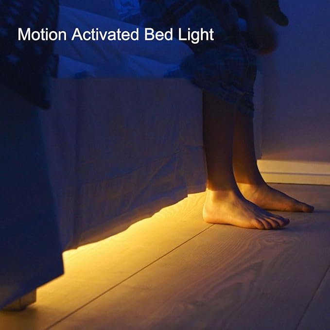 Motion Sensor Light Indoor, Closet Lights Motion Sensored, Battery Operated Cabinet Lights Strip, White Under Cabinet Lighting, Under Counter Lights for Kitchen, Led Strip Lights for Bedroom