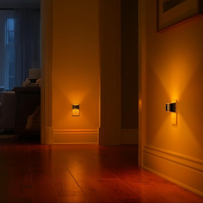 DORESshop LED Night Light[4 Pack], Night Lights Plug into Wall, 3 Mode Plug in Night Light with Motion Sensor, Dusk to Dawn Sensor, Nightlights for Adults, Bedroom, Bathroom, Hallway, Amber