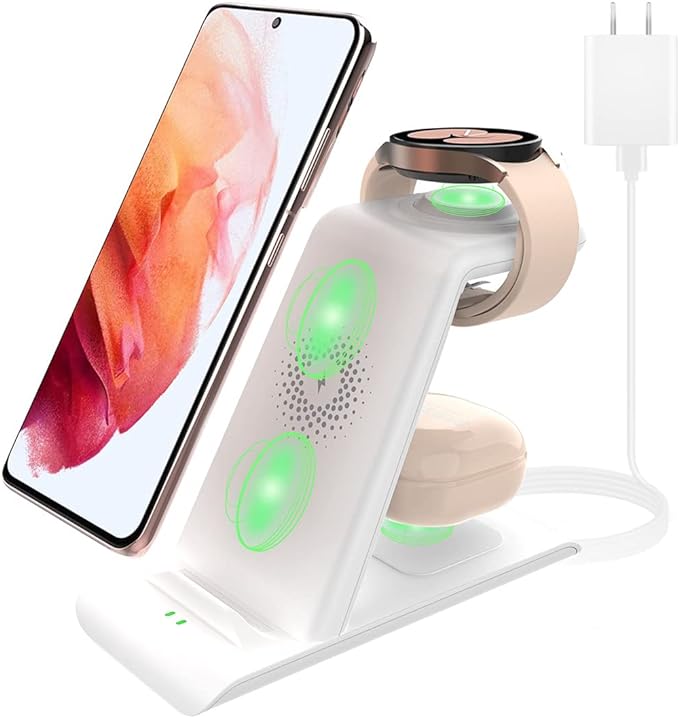 Wireless Charging Station for Samsung Wireless Charger Galaxy S26 Ultra/S25/S24/S23/S22/Note20 Z Fold Flip7 Galaxy Watch 8/7/6/5/4/3 Active 2/1 Stand Galaxy Buds4/4 Pro/3/2 Pro/Live Multiple Devices