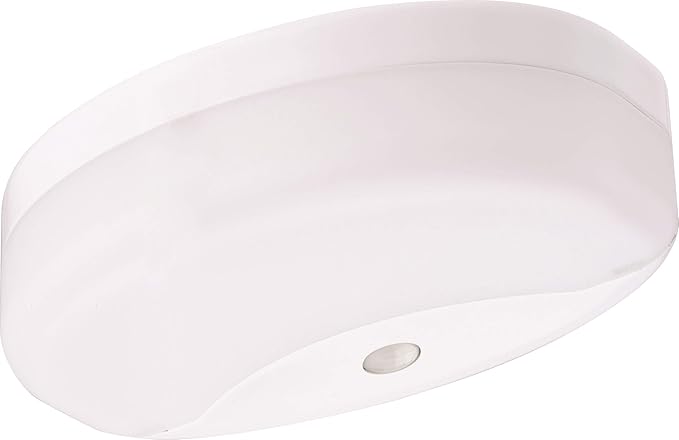 Lithonia Lighting 7 Inch Flush Mount LED Ceiling Light with Motion Sensor,120 Volts, 10 Watts, Wet Listed, 575 Lumens, White (FMMCL 840 PIR M4)