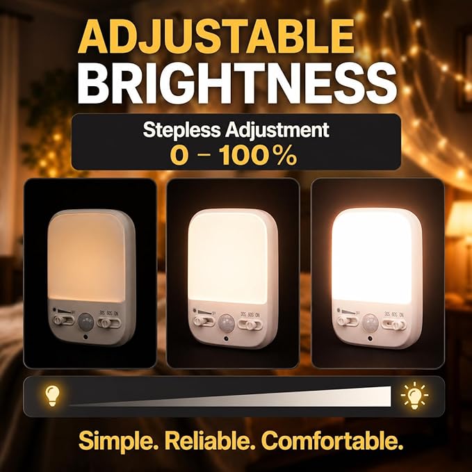 Night Sensor LED Motion-Activated Night Light Rotatable Dusk to Dawn AC Outlet Plug-in Wall Night Sensor Light for Bedroom Hallway Stairway Garage Basement Corridor Indoor