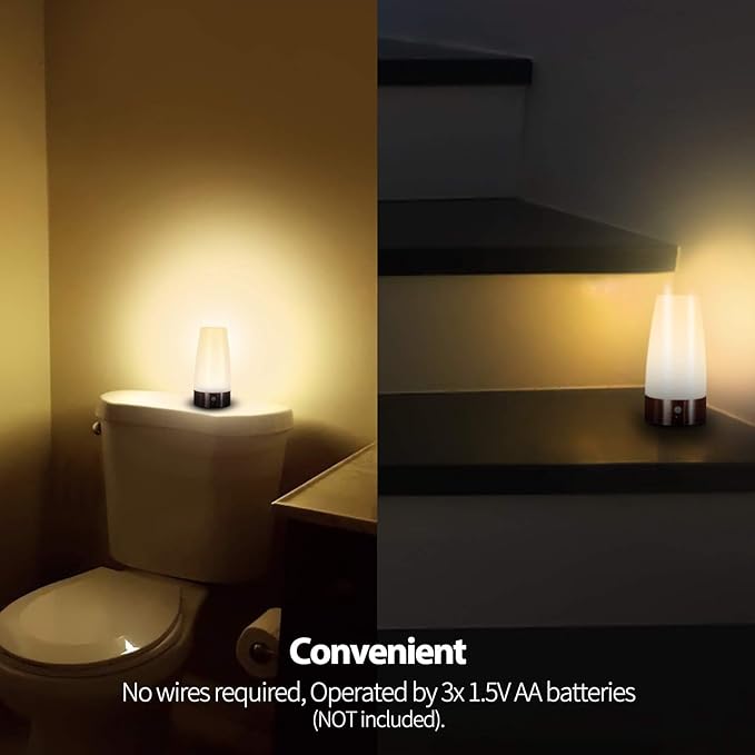 Betus Motion Sensor Night Light, Battery Operated Lamp with 2 Sensored Modes - Retro Bedside Table Desk Lamp with Soft Ambient Light for Bedroom, Living Room, Kitchen Kids Room