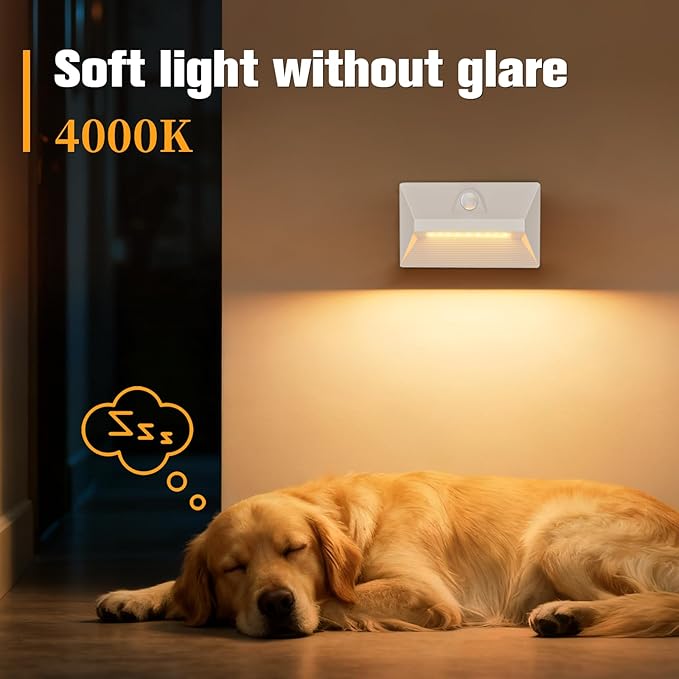 VOLISUN Motion Sensor Stair Light Rechargeable 6 Pack, Night Lights 3 Modes & 3 Color Temperatures, Magnetic Rechargeable Stick-On Lights for Stairs, Hallway, Cabinet(White)