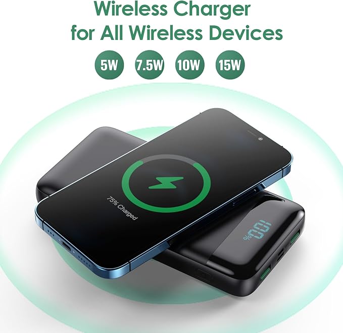 Wireless Portable Charger 30800mAh,15W Wireless Charging USB C Power Bank,25W PD QC 4.0 Fast Charging 4 Outputs Travel Essentials Battery Pack Compatible with iPhone 17/16/15/14/13/12,Galaxy,Android