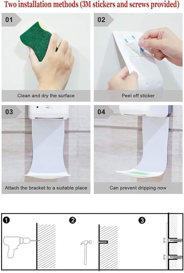 6PCS Drip Tray for Wall-Mounted Soap Dispensers, Prevent Dripping and Spraying, Dispenser Stand, Bracket, Water Tray, Detergent Cup Holder (White)