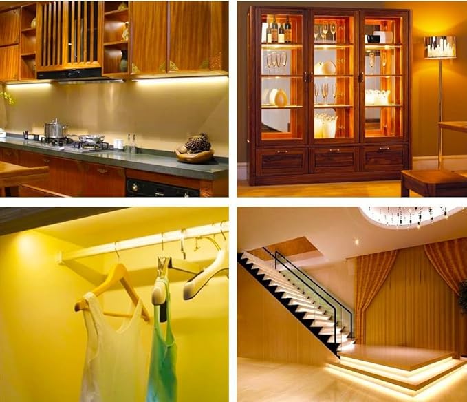 Motion Sensor Light Indoor, Closet Lights Motion Sensored, Battery Operated Cabinet Lights Strip, White Under Cabinet Lighting, Under Counter Lights for Kitchen, Led Strip Lights for Bedroom