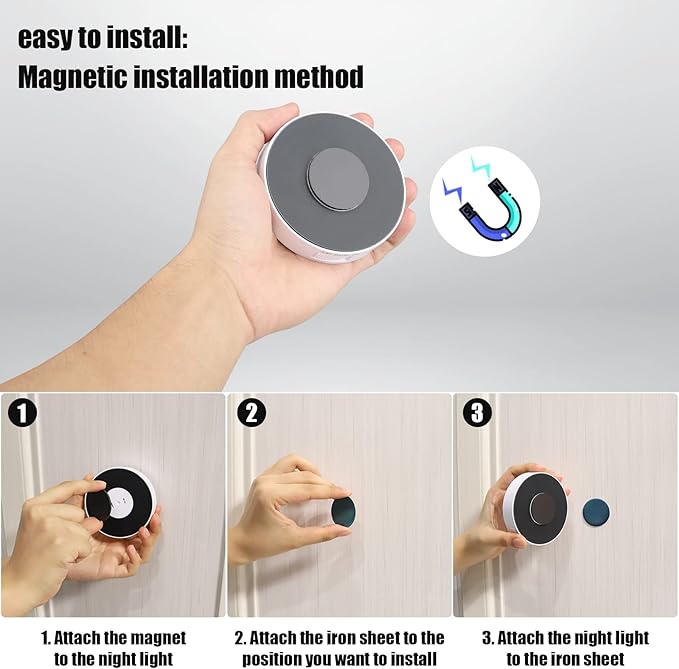 3 Pack Motion Sensor Light, 8 LEDs Rechargeable Night Light, with USB Cable & Magnetic Patch, 3 Modes, Cordless Safe Wall Light for Kitchen, Bookshelves, Drawers - 3000K Warm White