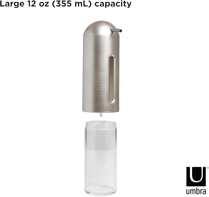 Umbra Penguin 12 oz (355ml) Soap Pump, Kitchen Soap Dispenser, Also Works with Hand Sanitizer, Nickel