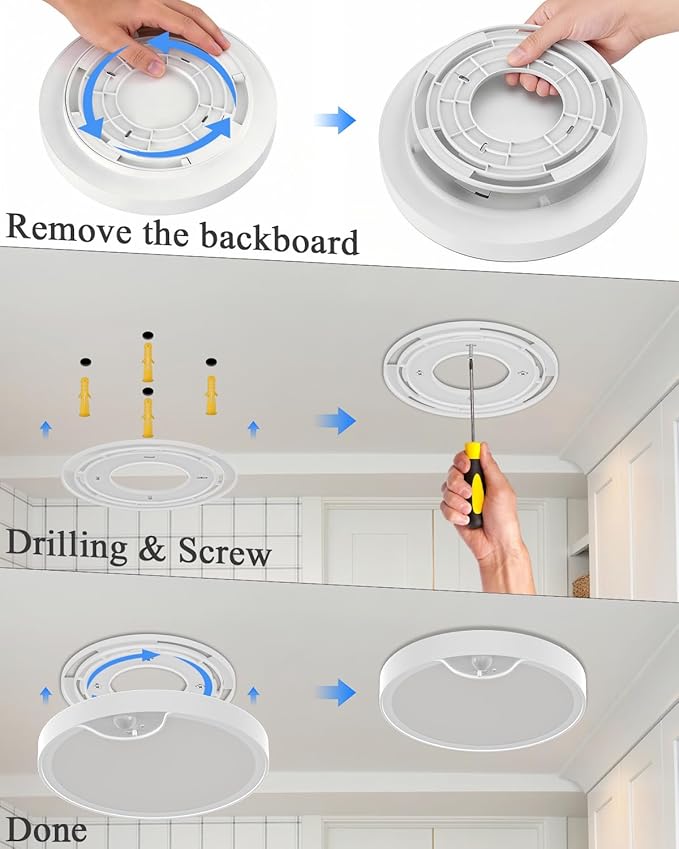 TOOWELL Rechargeable Motion Sensor Ceiling Light: Closet Lights Motion Sensored, Battery Operated Shower Light for Closet Shower Bathroom Pantry Porch 500LM, No Wired, 2 Pack