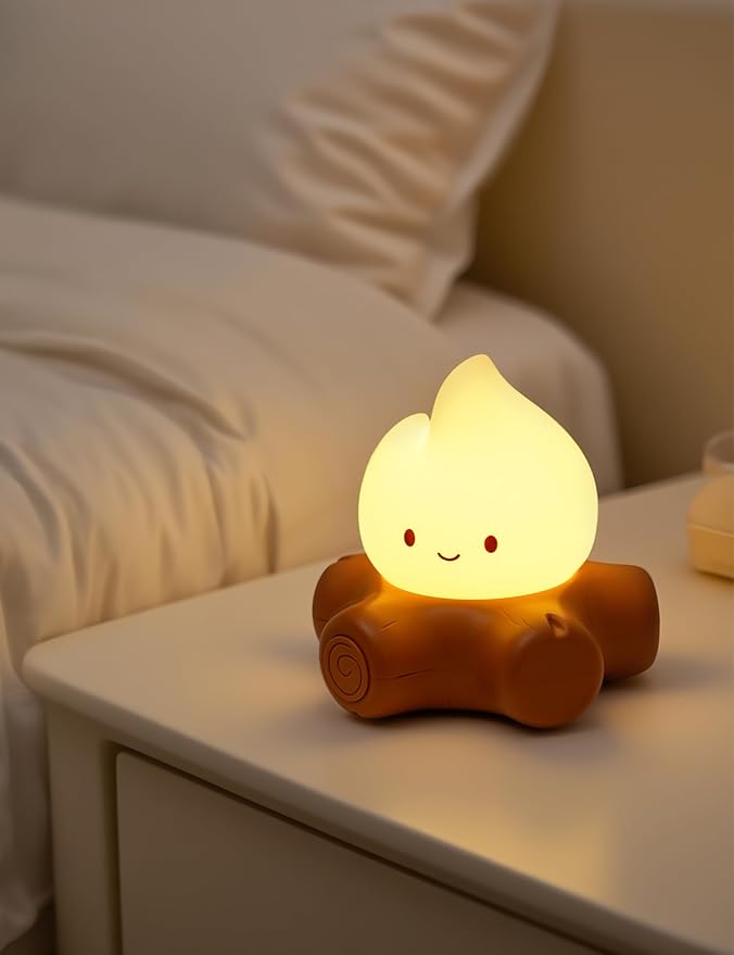 WANIDEA Fake Campfire Lamp, Ambient Lighting, White Noise Soothes The Mood, Portable Rechargeable Night Light, Candlelight Mode Mood Lighting, Bedroom, Desktop, Camping Decor (3Pack)