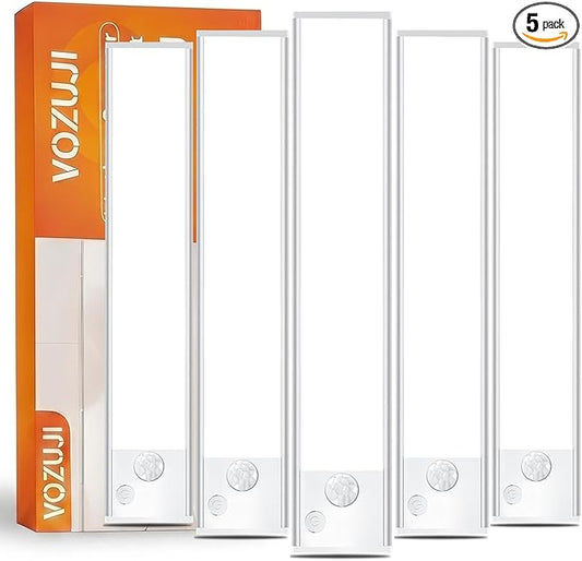 Under Cabinet Rechargeable Lighting: 12 Inch Motion Sensor Dimmable Lights Indoor - Battery Operated Lights - Wireless Closet Light Magnetic Led Light for Kitchen Home Bathroom Counter 5 Pack