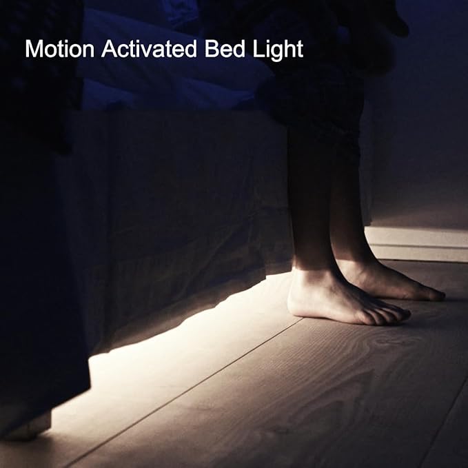 9.8ft Under Cabinet Lighting Motion Led Strip Closet Lights Battery Powered Basement Trunk Counter Bed Stair Light for Bedroom Kitchen Indoor Nature White 4000K