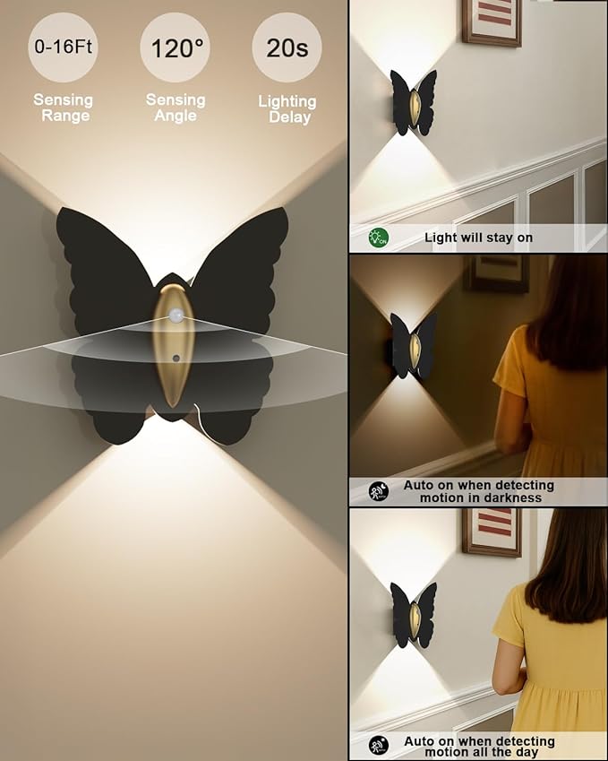 1 Pack Rechargeable Motion Sensor Wall Light: 5000mAh Battery Operated Wall Sconce 3 Colors Wireless Motion Sensor Closet Light Magnetic LED Indoor Up and Down Wall Lamp for Bedroom Hallway Stair