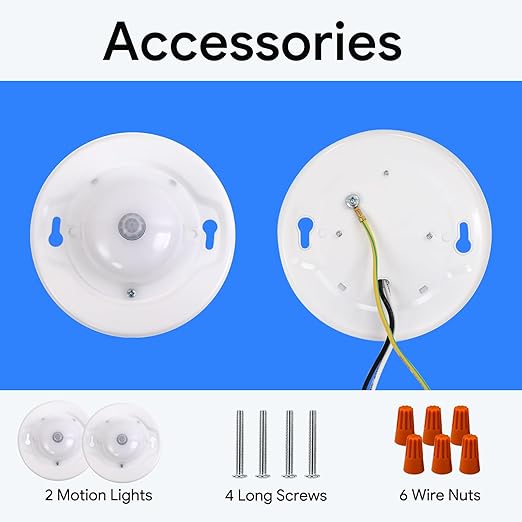 Energetic 4.7 Inch Motion Sensor Closet Ceiling Lights, LED Under Cabinet Lights Wired, Flush Mount Ceiling Lighting Fixtures for Bedroom, Kitchen, Hallway, Wet Location, 120V, 4000K, White, 2 Pack