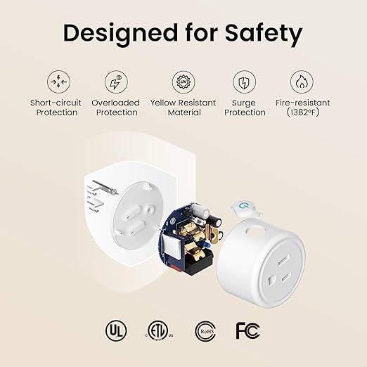 [Upgraded Version] GHome Smart Mini Plug Compatible with Alexa & Google Home, WiFi Outlet Socket Remote Control, Timer Function, Only Supports 2.4GHz Network, No Hub Required, ETL FCC Listed (2 Pack)