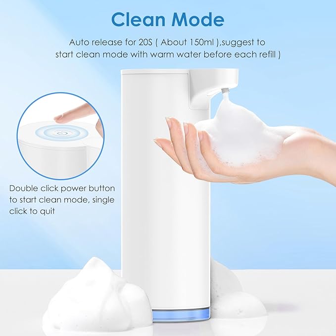 Automatic Hand Soap Dispenser Foaming: Touchless Soap Dispenser Stainless Steel - Free Touch Electric Soap Dispenser Rechargeable with Sensor for Bathroom, Commercial (White)