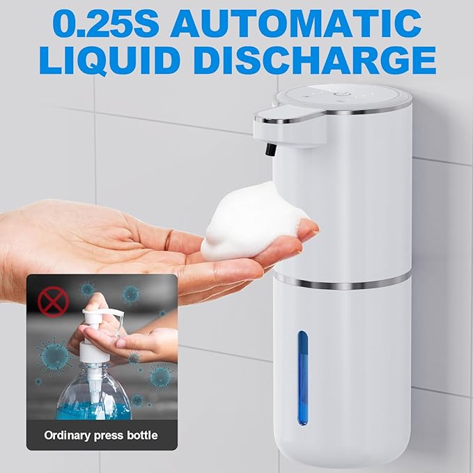 Automatic Soap Dispenser,P11-380ml, Wall Mount Touchless 4 Gear Adjustable Electric Soap Dispenser,USB Rechargeable with Infrared Motion Sensor for Bathroom,Kitchen,Office (White,Liquid)