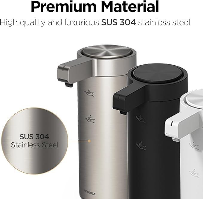 Automatic Liquid Soap Dispenser Stainless Steel Touchless Hand Soap Dispenser with Waterproof IPX5 Motion Sensor Dish Soap Dispenser for Kitchen Bathroom (Rechargeable (White))