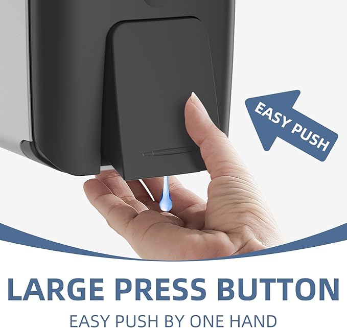 Soap Dispenser Wall Mount Adhesive Commercial Soap Dispenser 800ml No Drill Hand Sanitizer Dispenser for Bathroom Support Liquid and Gel,Black-PN9088