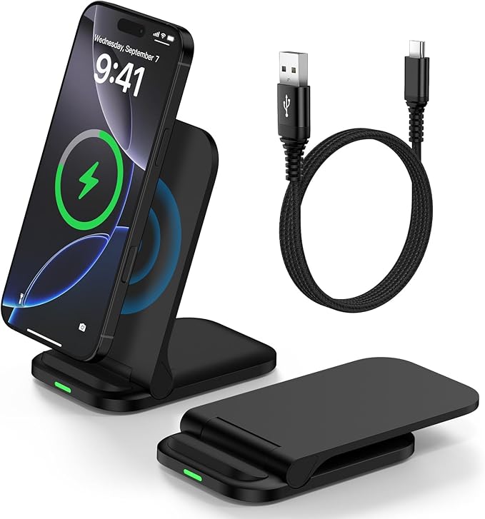 Foldable Wireless Charger Samsung Wireless Charging Station for Galaxy S26 S25 Edge S25 Ultra Plus S24 S23 S22 S21 S20 S10,15W Android Dock Charger Phone Charging Stand for Google Pixel 10 9 8