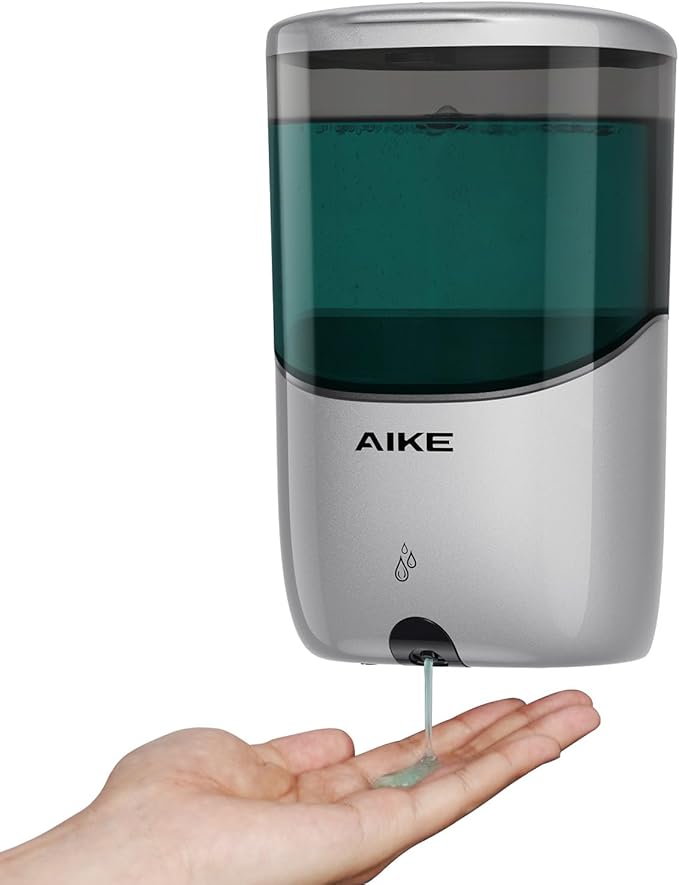 AIKE Liquid Automatic Wall Mount Soap Dispenser,Battery Operated Model AK1216,Silver