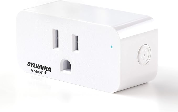 Sylvania WiFi Smart Plug, Voice Control, Compatible with Alexa and Google Home, Timer, On/Off, White - 4 Pack (75703)