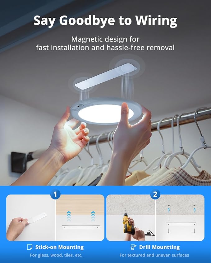 Combuh Rechargeable RGB Ambient Shower Light Waterproof Inside, LED 13 Color Changing Mood Lighting for Bathroom Cordless Battery Operated Stick on Ceiling Lamp with Remote for Bathtub Bedroom