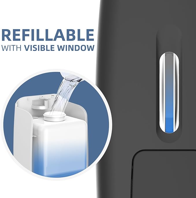 Soap Dispenser Wall Mount Adhesive Commercial Soap Dispenser 800ml No Drill Hand Sanitizer Dispenser for Bathroom Support Liquid and Gel,Black-PN9088