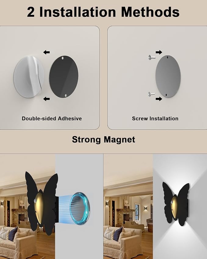 1 Pack Rechargeable Motion Sensor Wall Light: 5000mAh Battery Operated Wall Sconce 3 Colors Wireless Motion Sensor Closet Light Magnetic LED Indoor Up and Down Wall Lamp for Bedroom Hallway Stair