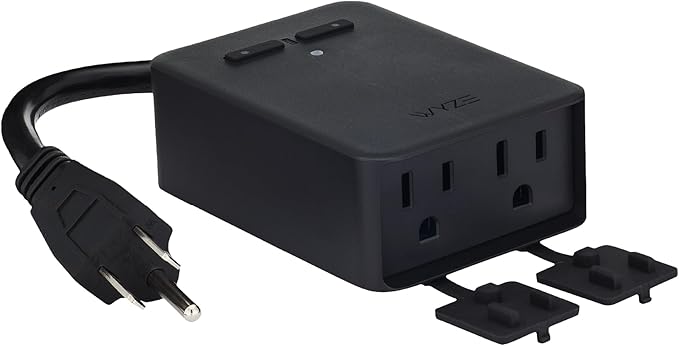 Wyze Plug Outdoor, Dual Outlets Energy Monitoring, IP64, 2.4GHz WiFi Smart Plug, Works with Alexa, Google Assistant, IFTTT, No Hub Required, Black