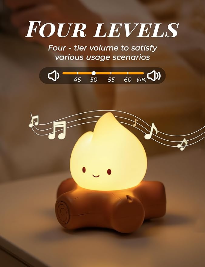 WANIDEA Fake Campfire Lamp, Ambient Lighting, White Noise Soothes The Mood, Portable Rechargeable Night Light, Candlelight Mode Mood Lighting, Bedroom, Desktop, Camping Decor (3Pack)