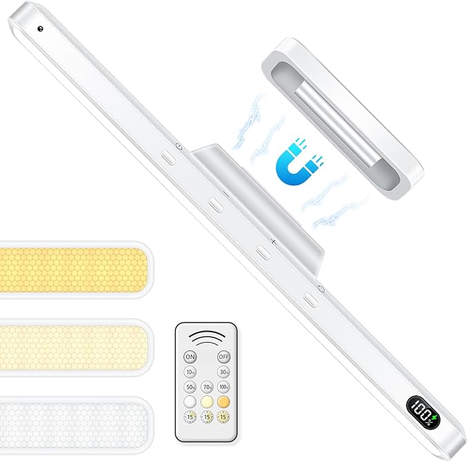 WILLED 3W Led Light Bar with Remote Control, Eye-Friendly Vanity Lights, 3 Color Temperatures Mirror Lights, Button Control Magnetic Light Bar Stick on Wall, Under Cabinet, Closet, Bathroom and Desk