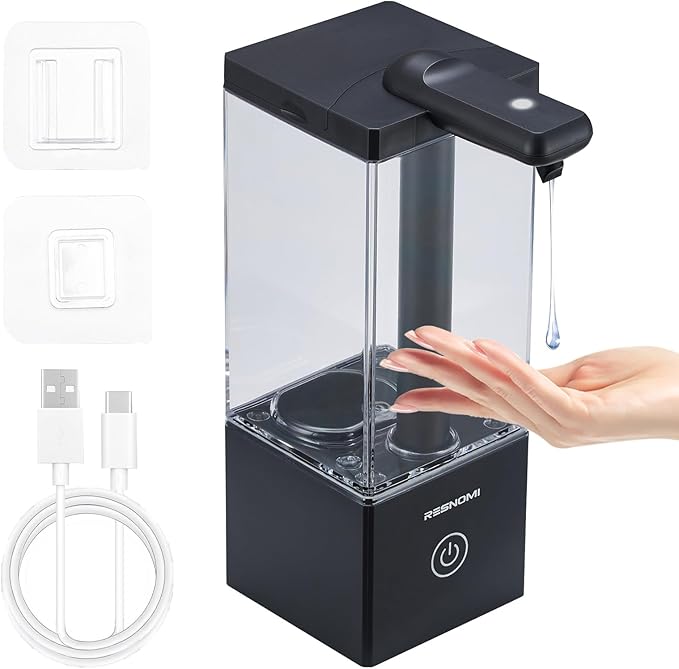 Automatic Soap Dispenser,Touchless Dish Soap Dispenser,16.5oz/490mL Wall Mounted,USB Rechargeable,3 Adjustable Soap Dispensing Levels,Liquid Hand Dispenser for Bathroom,Kitchen,Office(Black)