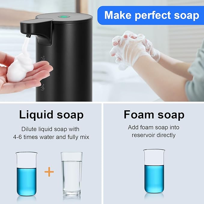 LAOPAO Rechargeable Automatic Foaming Soap Dispenser - Stainless Steel Touchless 9oz Foam Soap Dispenser for Bathroom and Kitchen - Xmas Gift